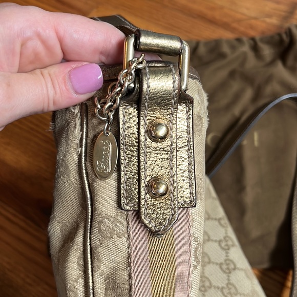 GUCCI GG Canvas Gold & Pink Messenger
Crossbody Bag - Picture 6 of 11